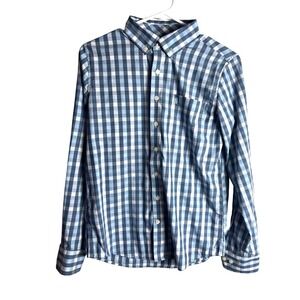 johnnie-O Boys Prep-Formance Blue Checkered Button Up Shirt Size 14 Long Sleeve